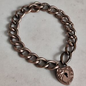 Antique Victorian Gold Filled Sweetheart Repousse Padlock Chunky Bracelet
